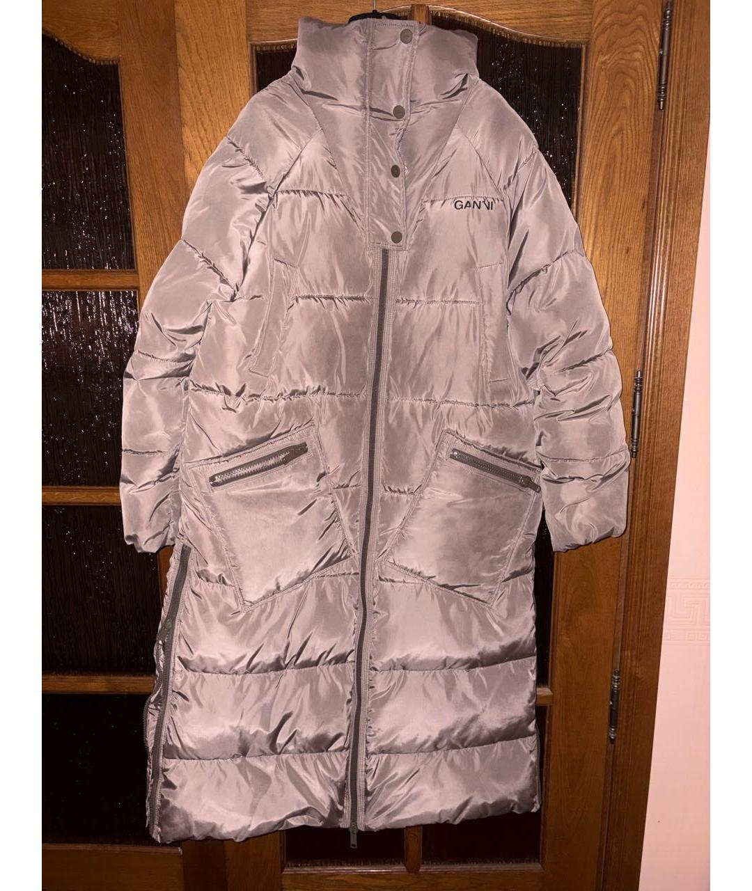 GANNI Коричневый полиэстеровый пуховик, фото 2