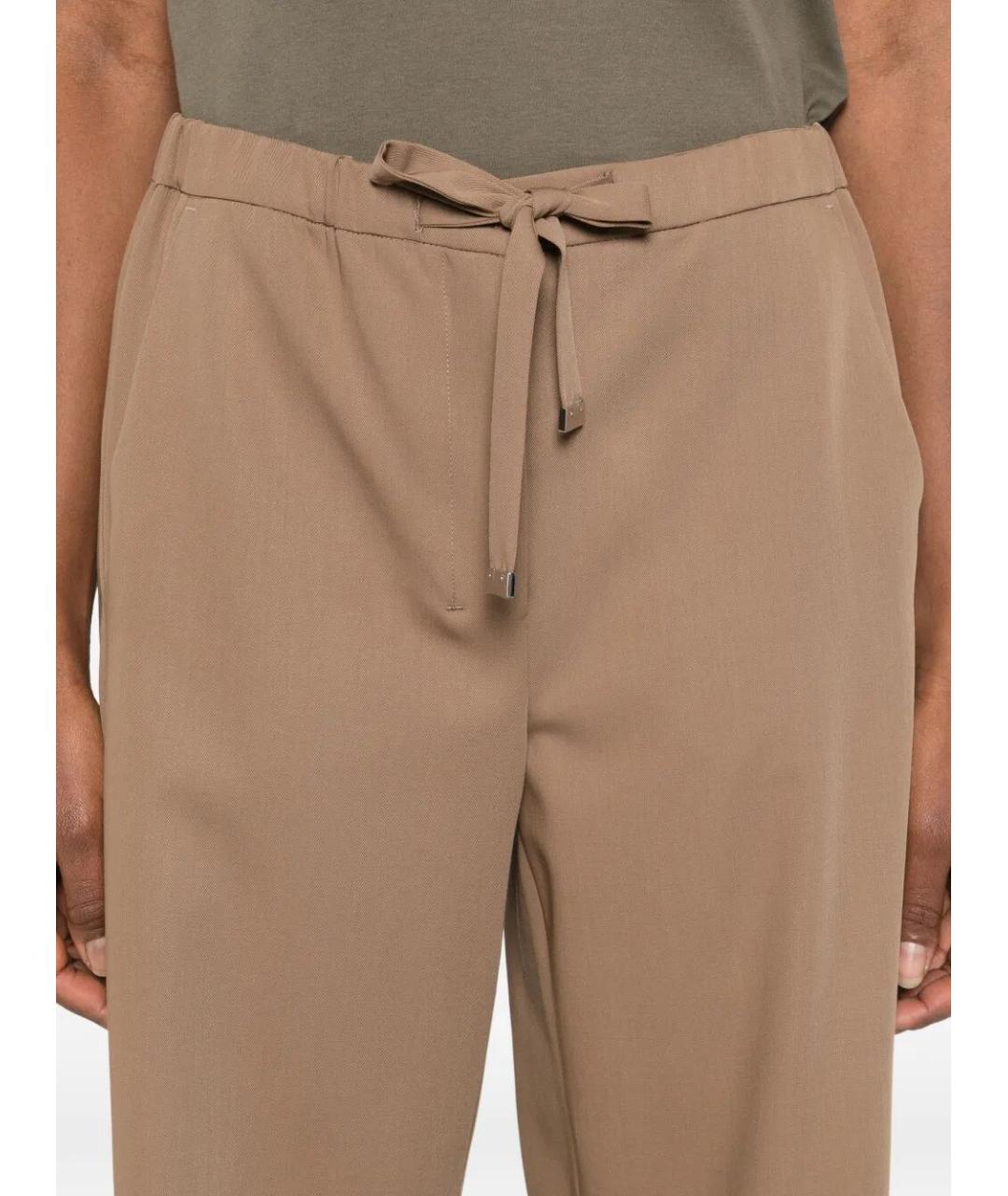 MAX MARA Бежевые шерстяные брюки широкие, фото 5