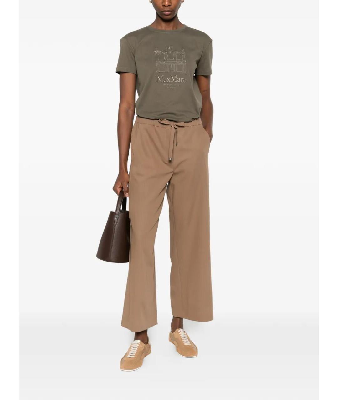 MAX MARA Бежевые шерстяные брюки широкие, фото 2