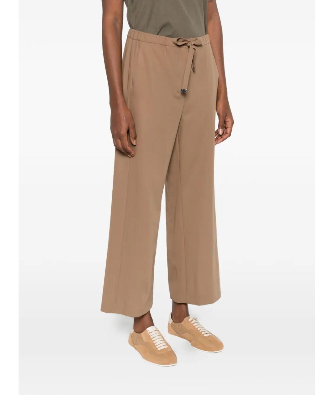 MAX MARA Бежевые шерстяные брюки широкие, фото 4