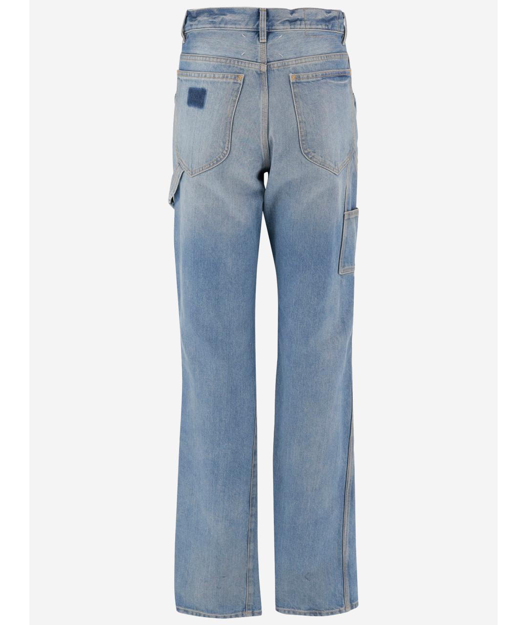 MAISON MARGIELA Голубые хлопковые прямые джинсы, фото 2