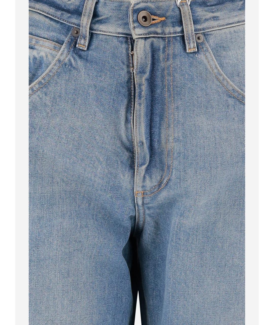 MAISON MARGIELA Голубые хлопковые прямые джинсы, фото 3