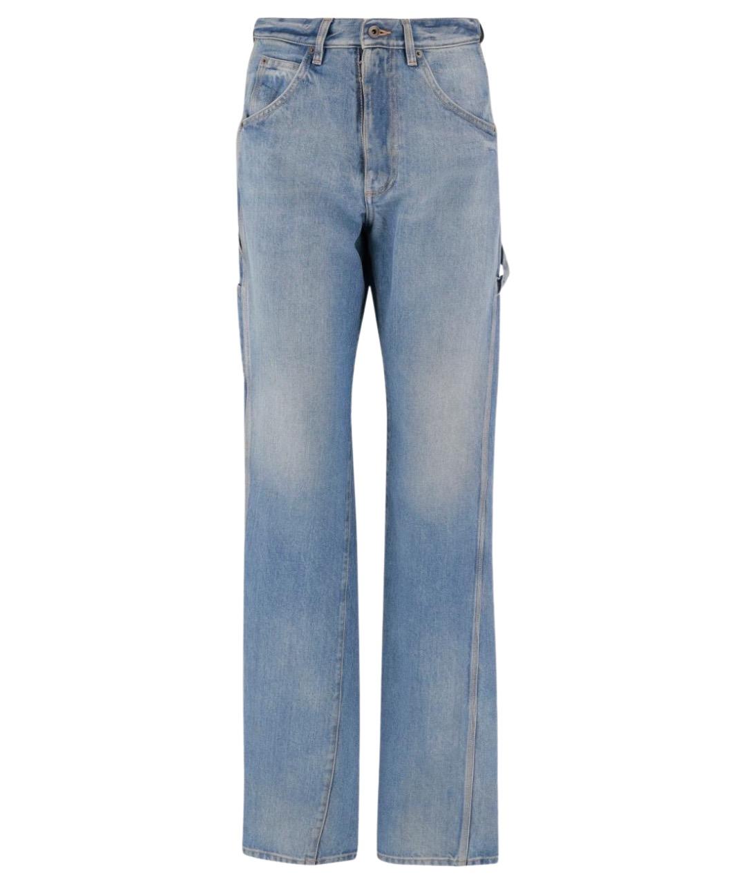 MAISON MARGIELA Голубые хлопковые прямые джинсы, фото 1