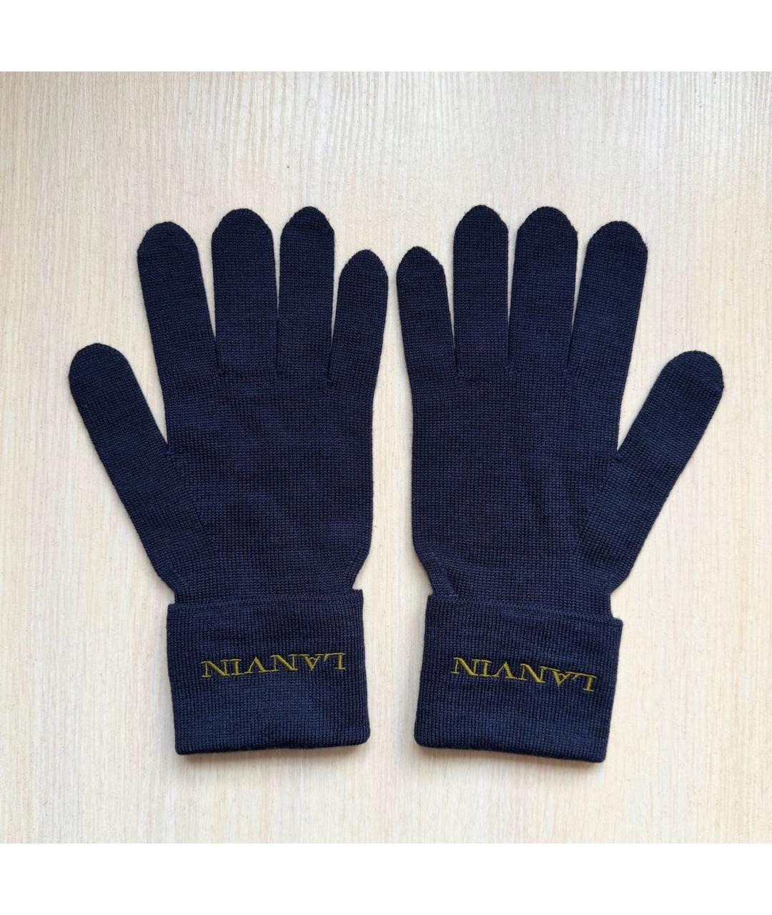 LANVIN Темно-синие шерстяные перчатки, фото 7