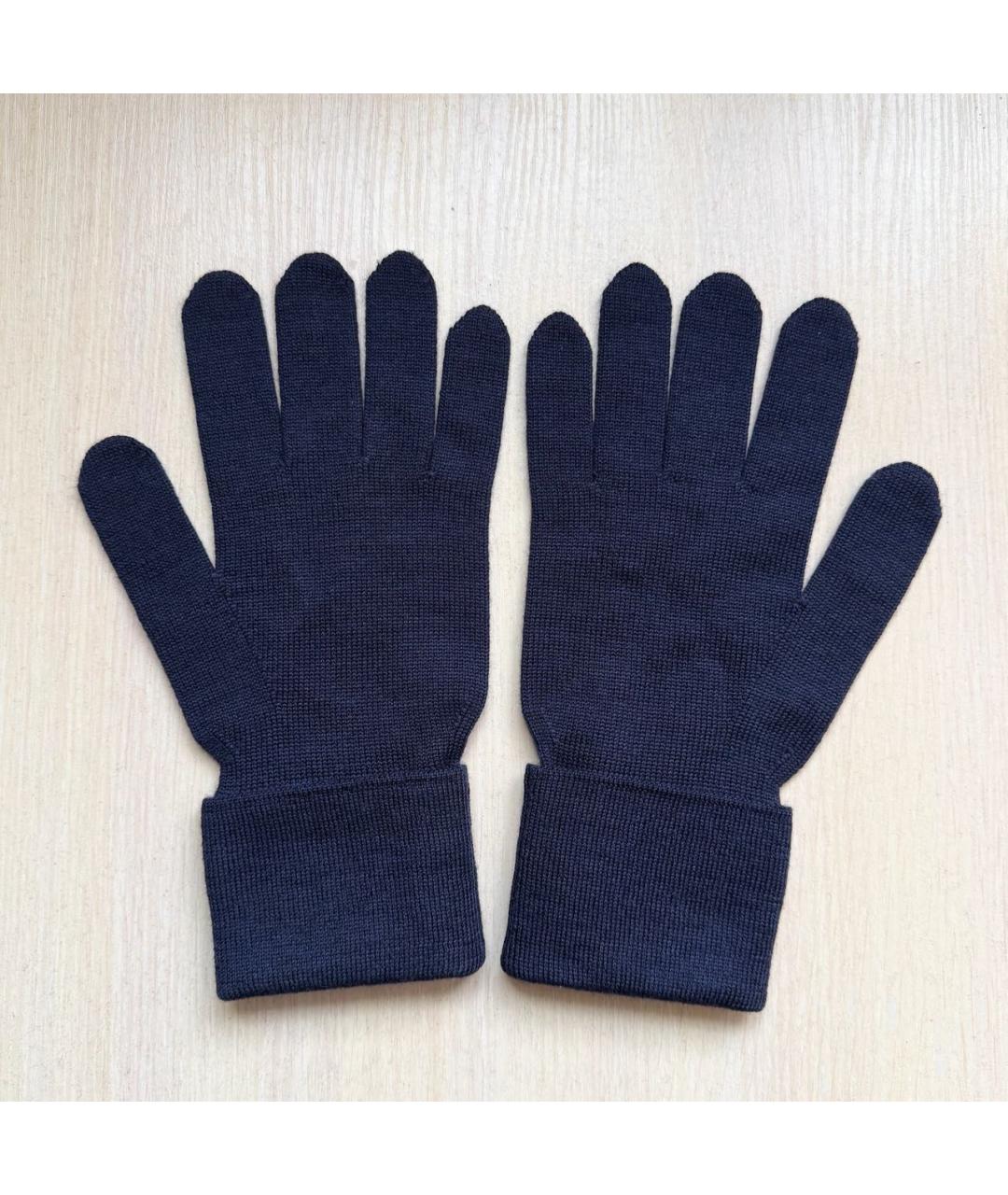 LANVIN Темно-синие шерстяные перчатки, фото 2