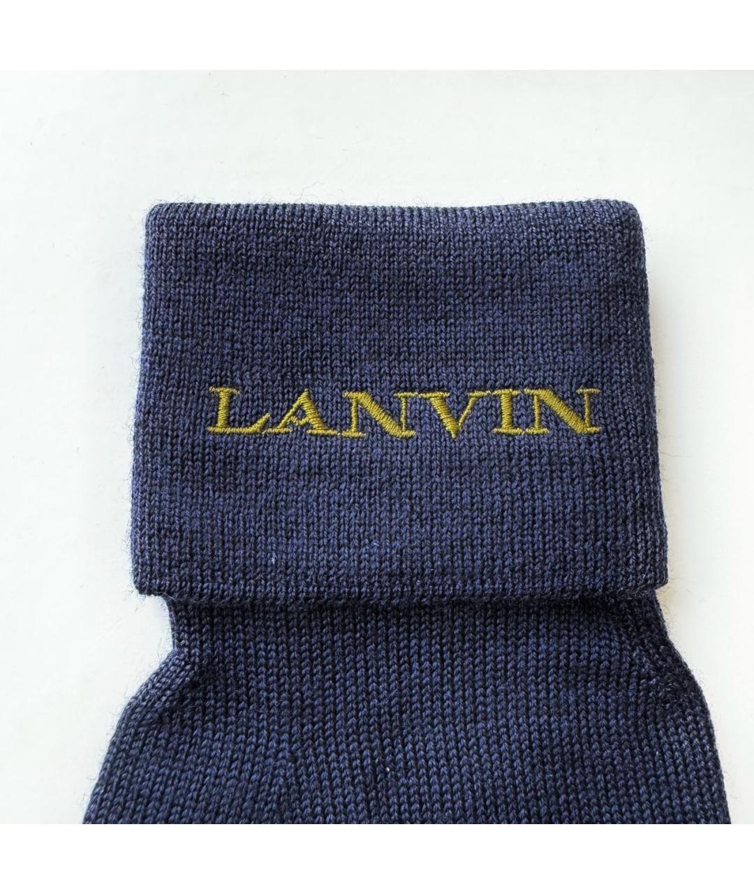 LANVIN Темно-синие шерстяные перчатки, фото 3