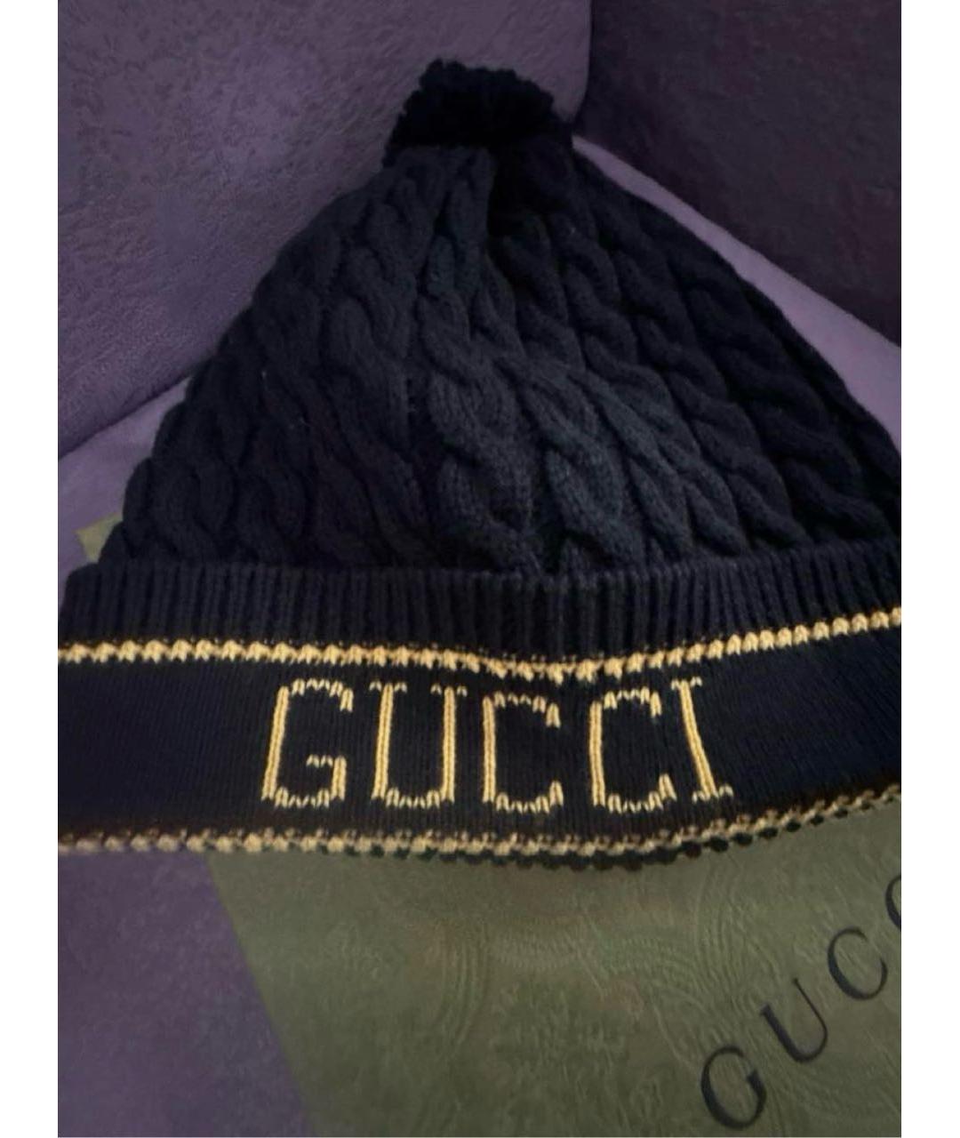 GUCCI Черная шерстяная шапка, фото 3