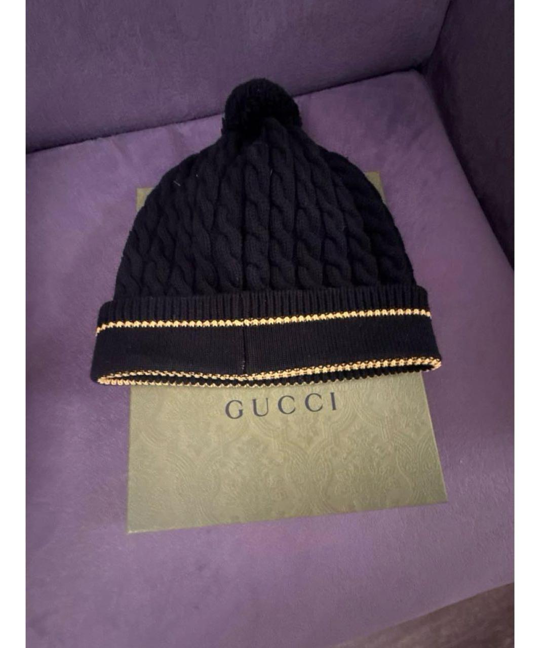 GUCCI Черная шерстяная шапка, фото 2