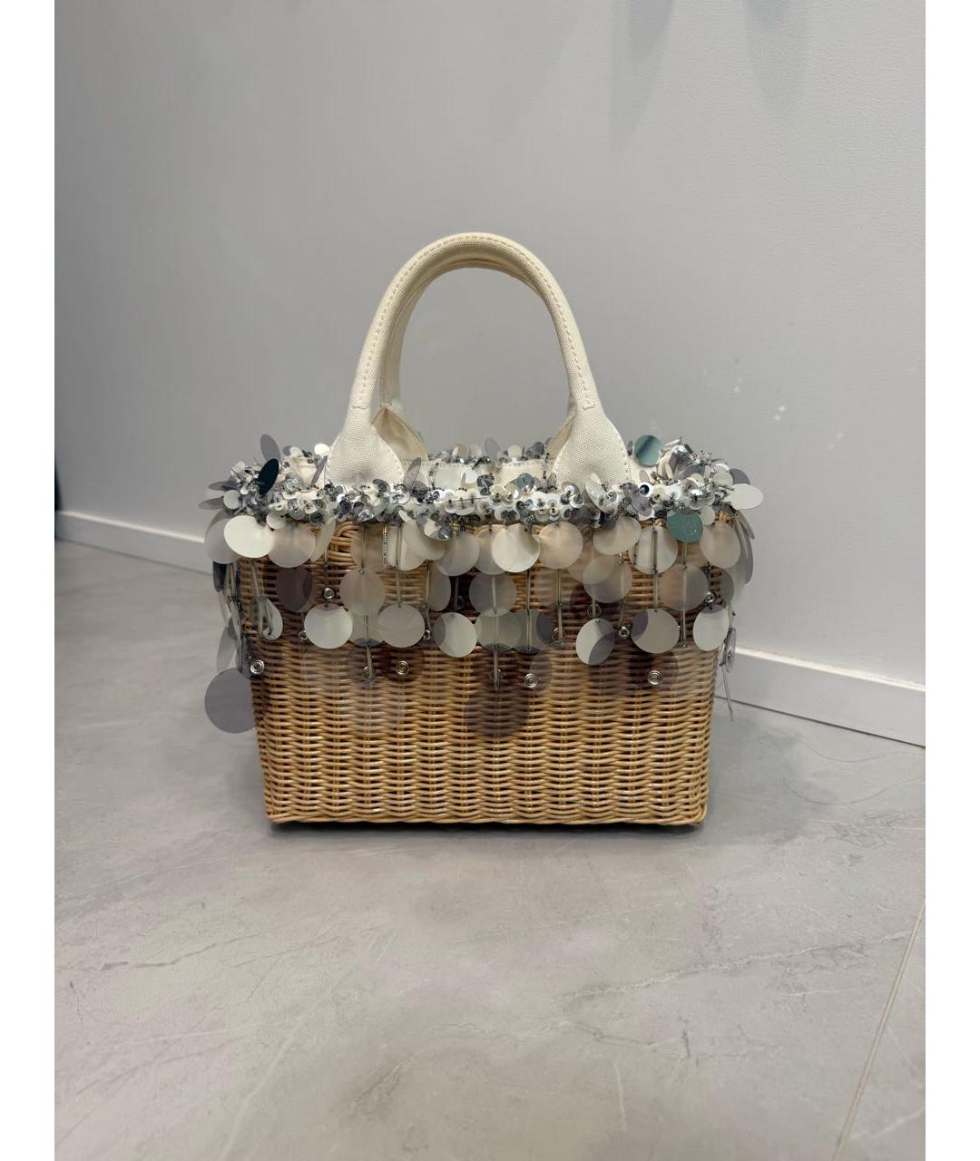 PRADA Бежевая кожаная сумка с короткими ручками, фото 9