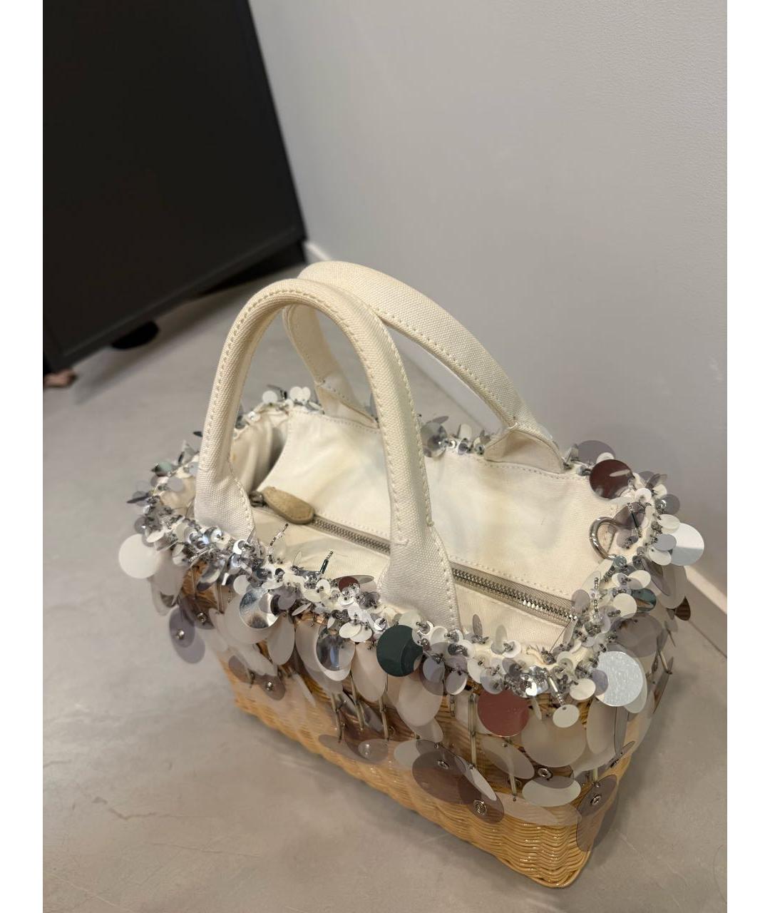 PRADA Бежевая кожаная сумка с короткими ручками, фото 8