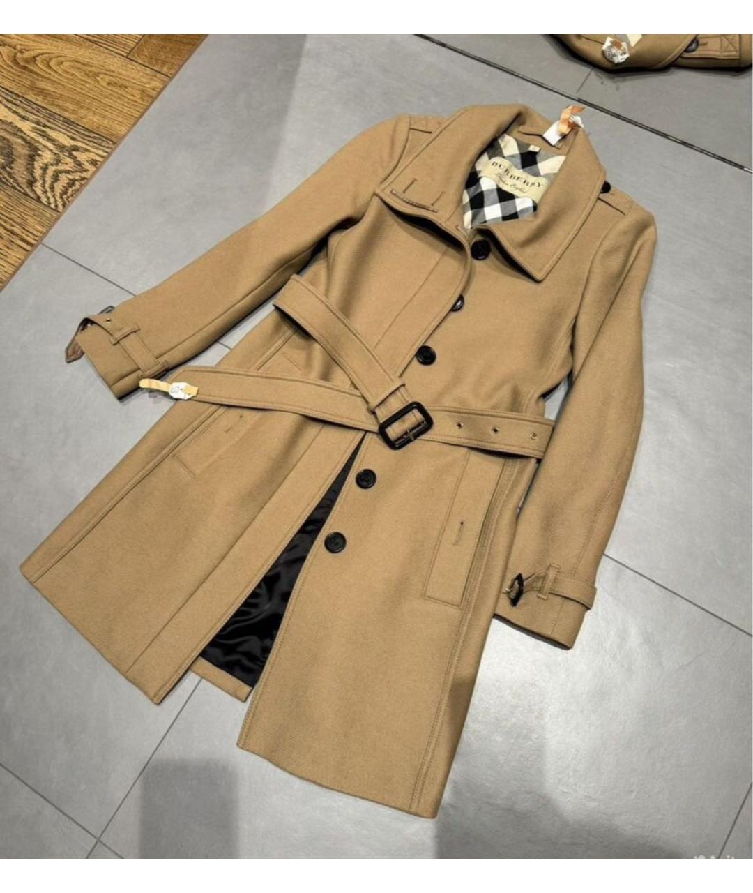 BURBERRY Бежевое шерстяное пальто, фото 3