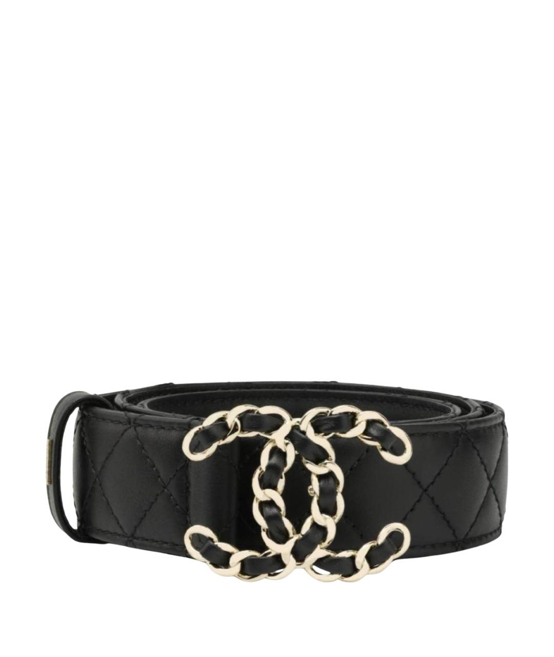 CHANEL Черный кожаный ремень, фото 1
