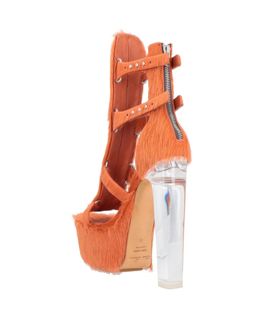 RICK OWENS Оранжевое кожаные босоножки, фото 4