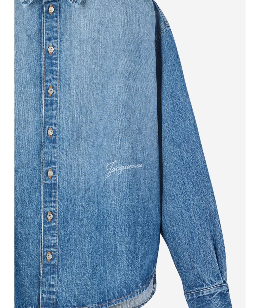 JACQUEMUS Голубая хлопковая кэжуал рубашка, фото 3