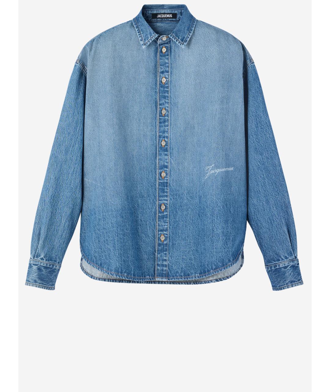 JACQUEMUS Голубая хлопковая кэжуал рубашка, фото 4
