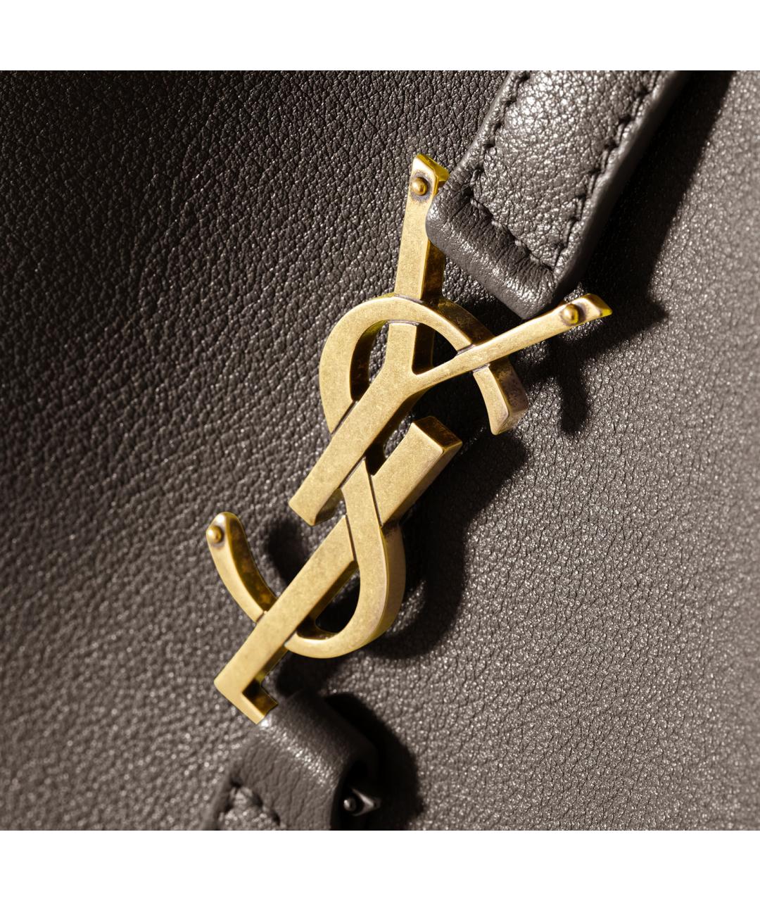 SAINT LAURENT Коричневая кожаная сумка через плечо, фото 5