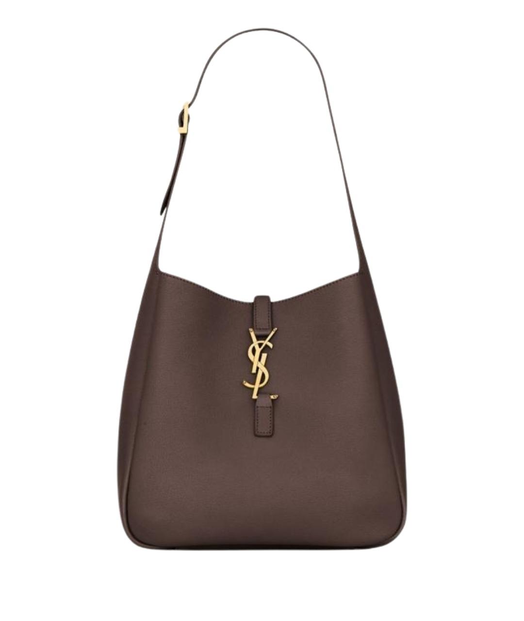 SAINT LAURENT Коричневая кожаная сумка через плечо, фото 1