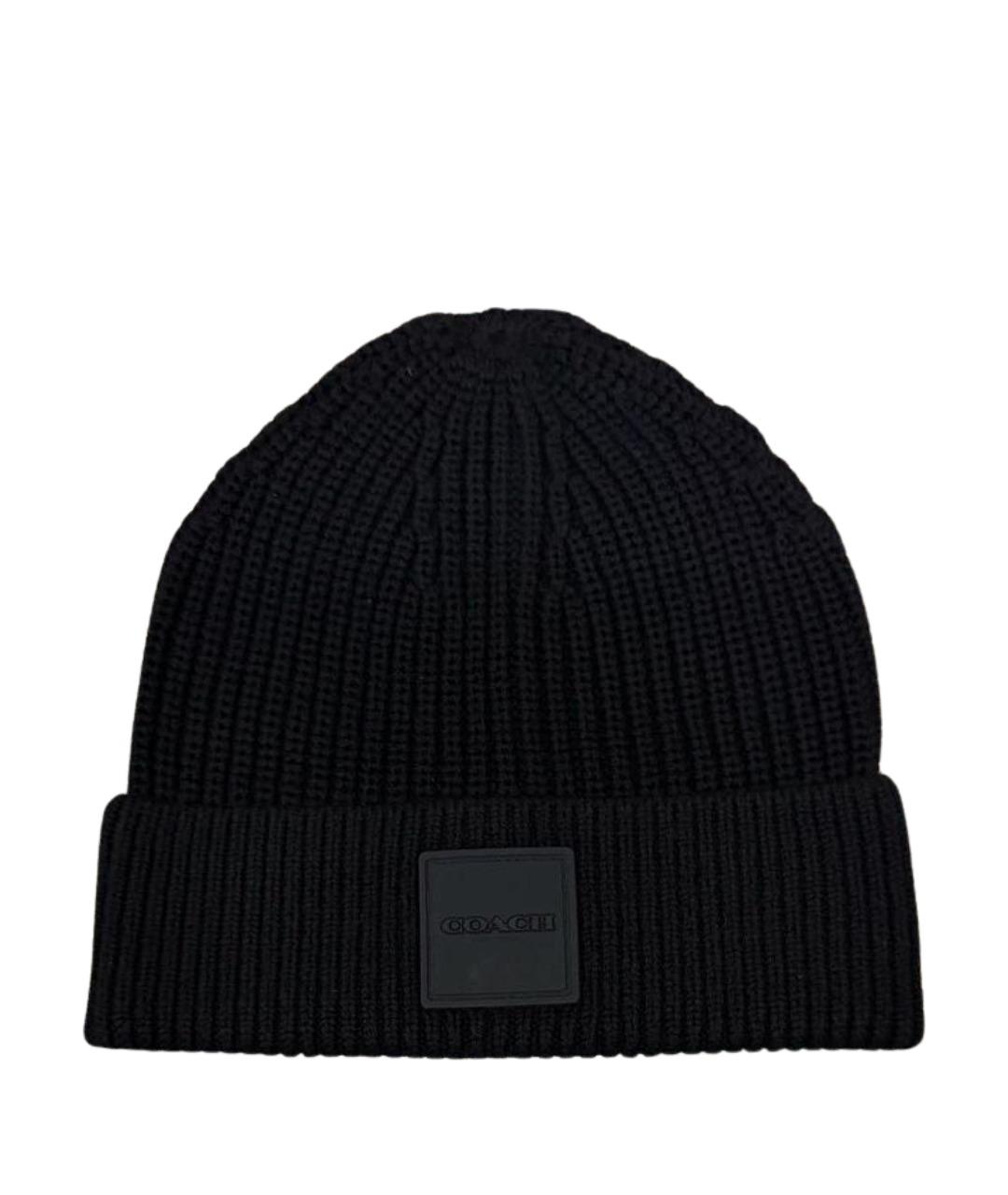 COACH Черная шерстяная шапка, фото 1