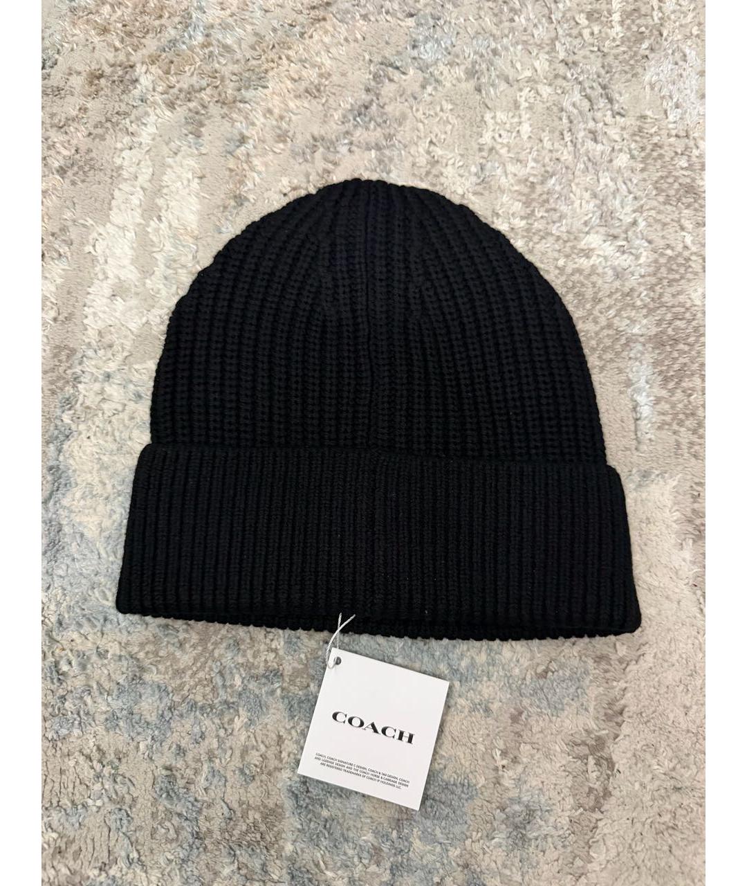 COACH Черная шерстяная шапка, фото 2
