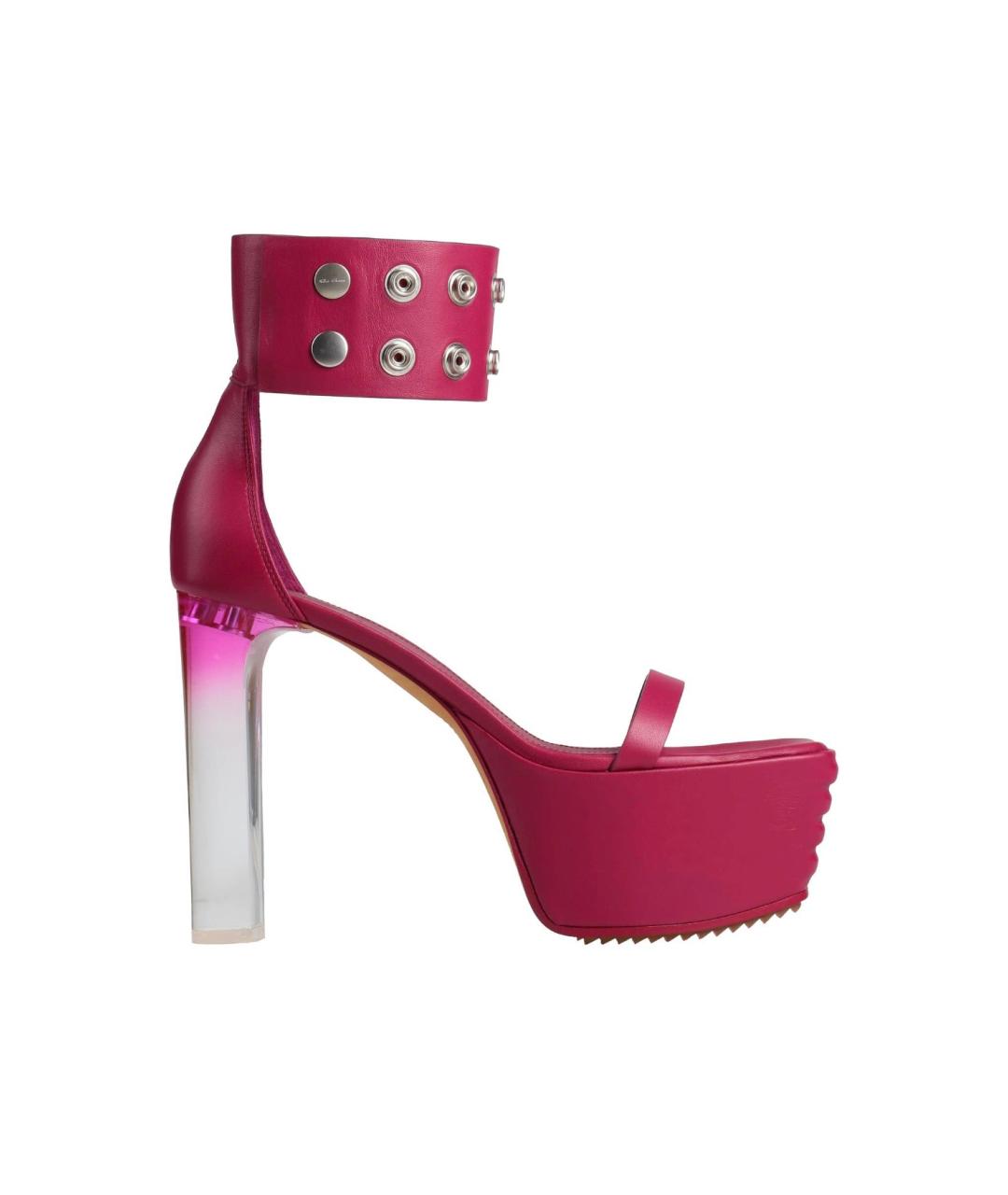 RICK OWENS Фуксия кожаные босоножки, фото 4