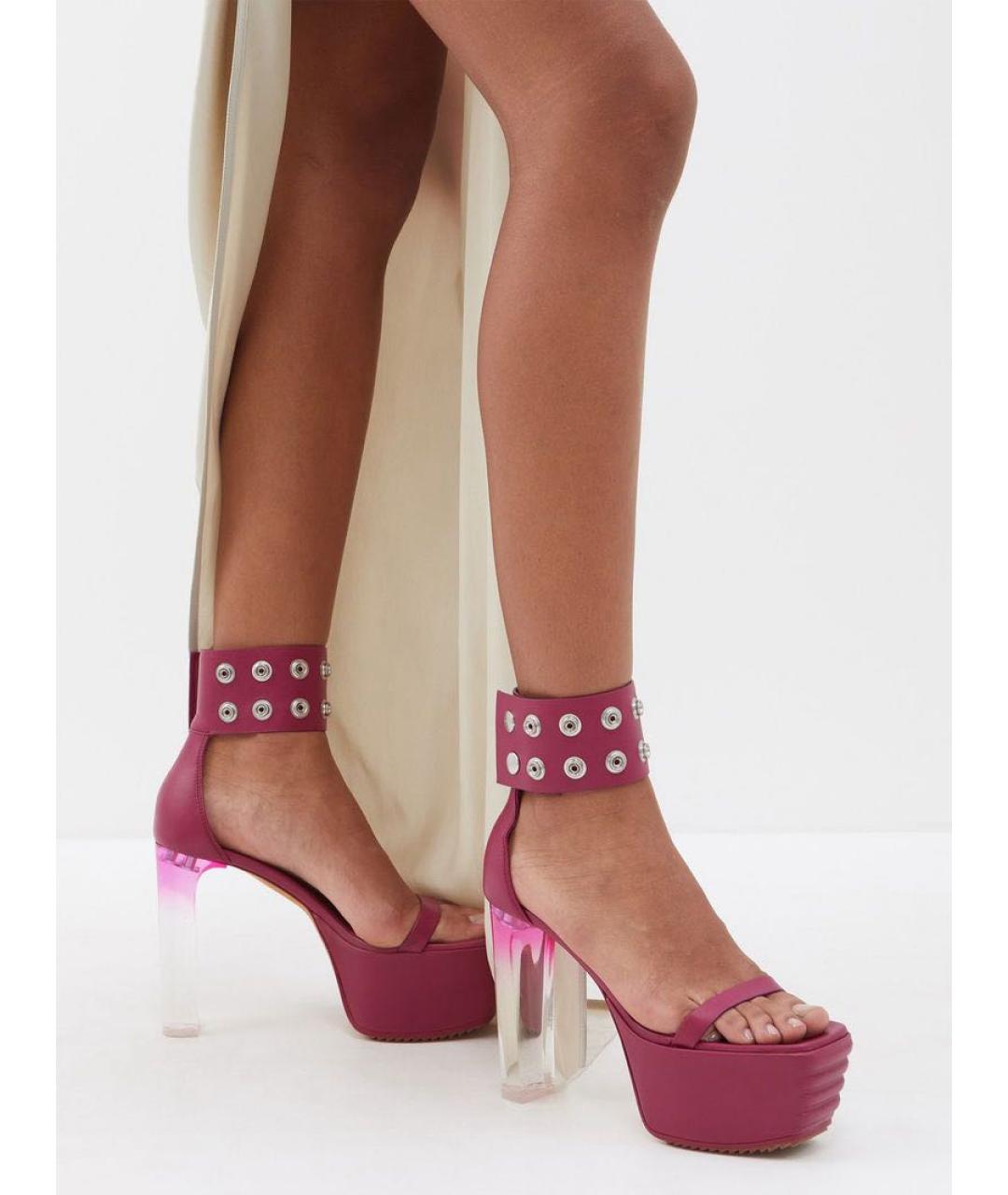 RICK OWENS Фуксия кожаные босоножки, фото 5