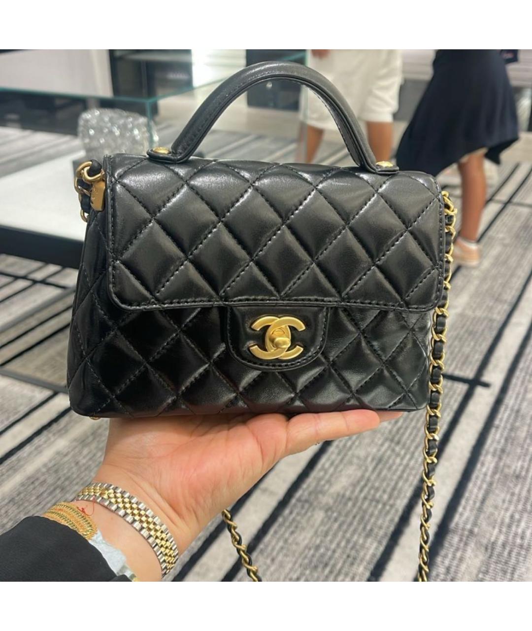 CHANEL Черная кожаная сумка через плечо, фото 3