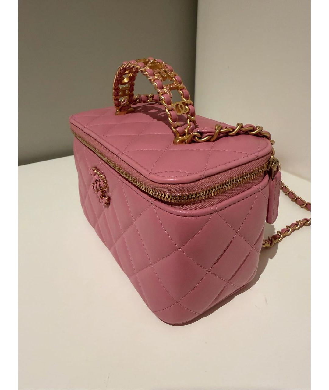CHANEL Розовая кожаная сумка с короткими ручками, фото 3