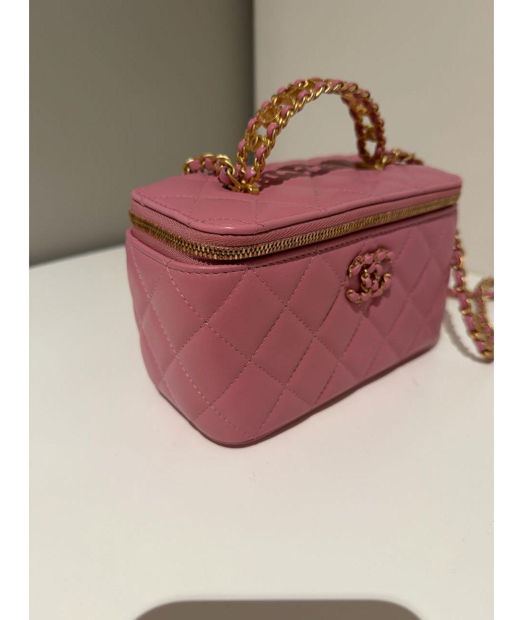 CHANEL Розовая кожаная сумка с короткими ручками, фото 2