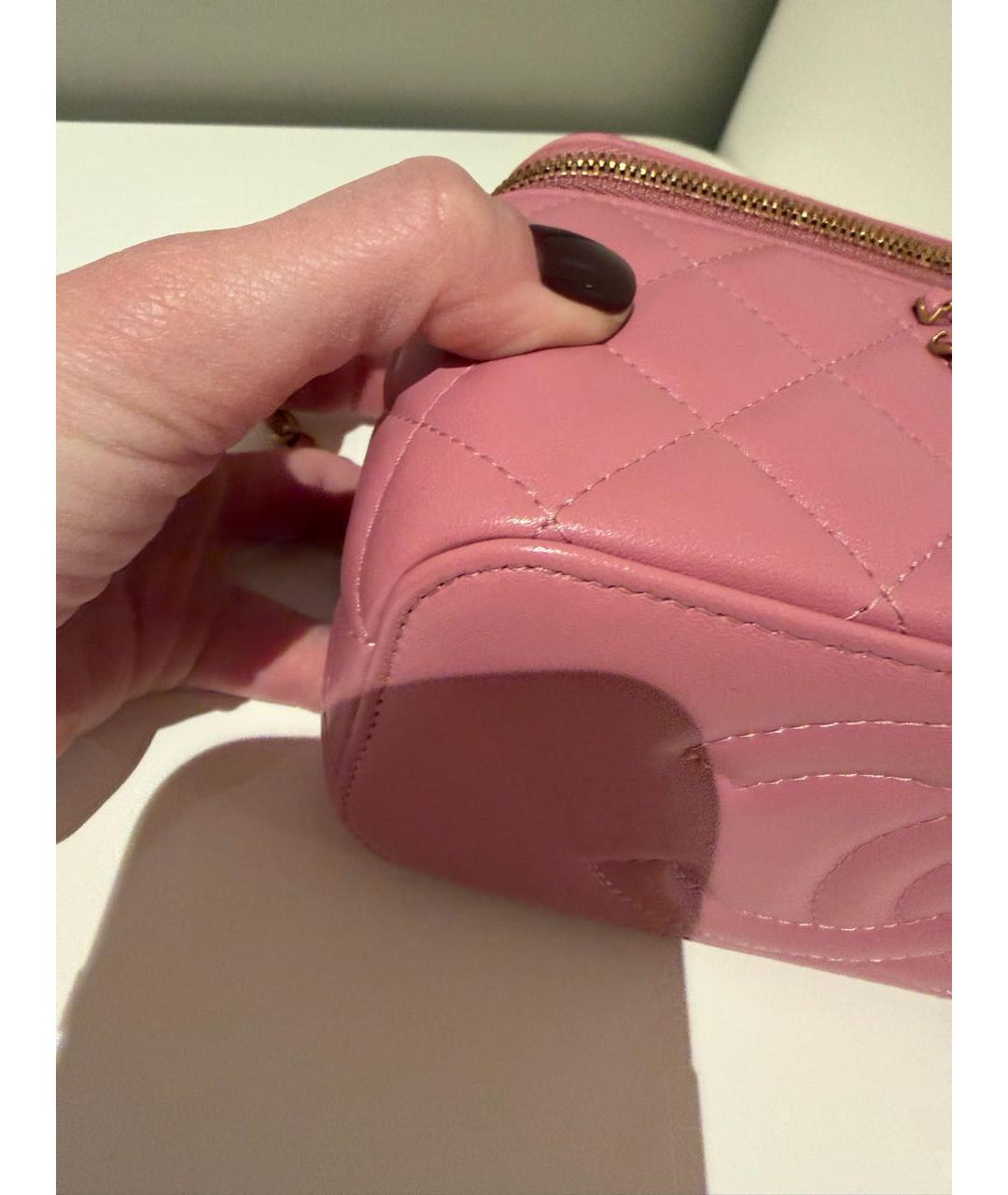 CHANEL Розовая кожаная сумка с короткими ручками, фото 7