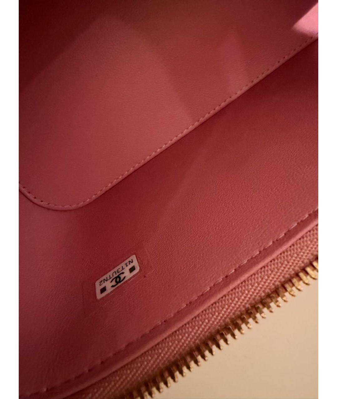 CHANEL Розовая кожаная сумка с короткими ручками, фото 5