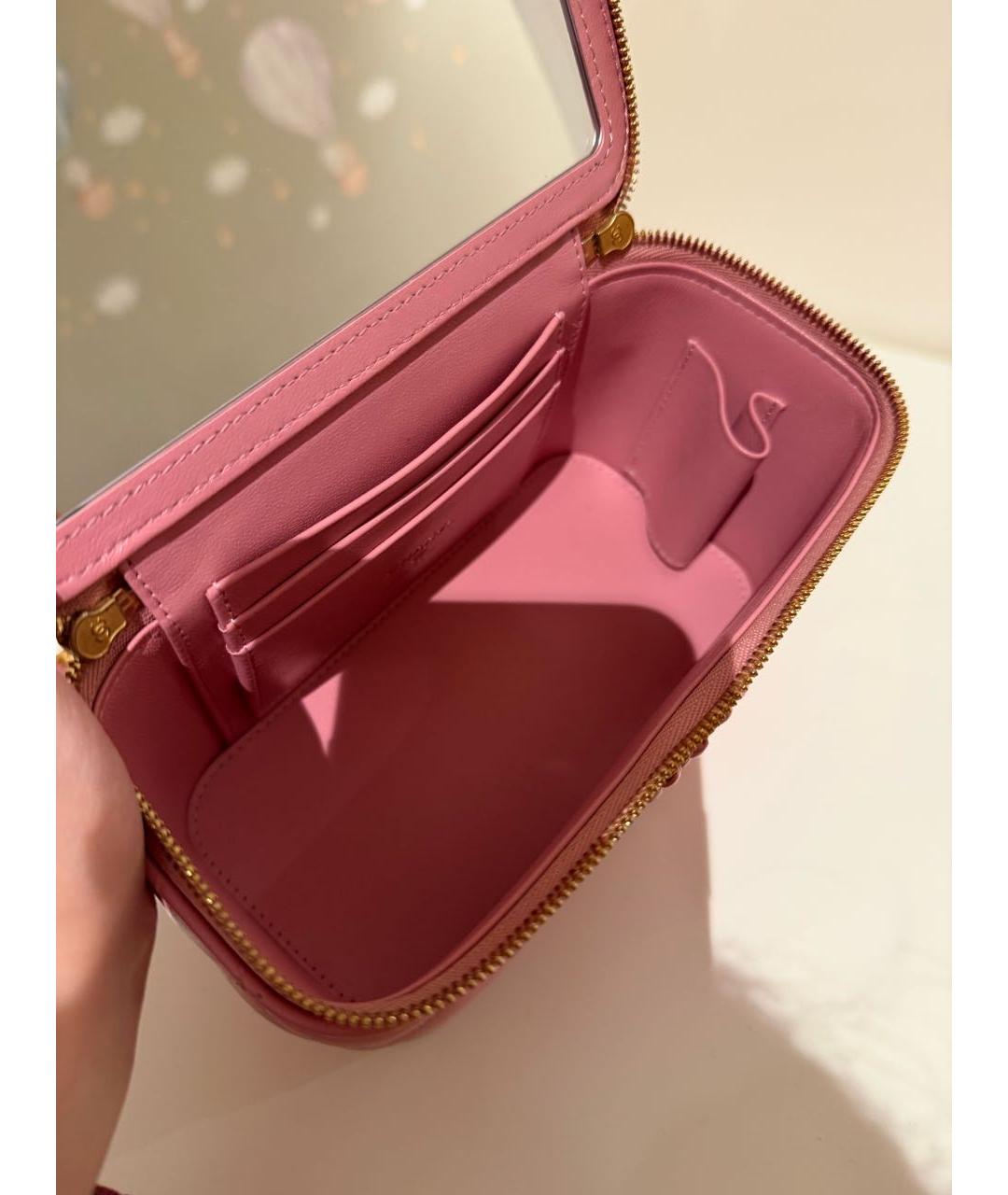 CHANEL Розовая кожаная сумка с короткими ручками, фото 4
