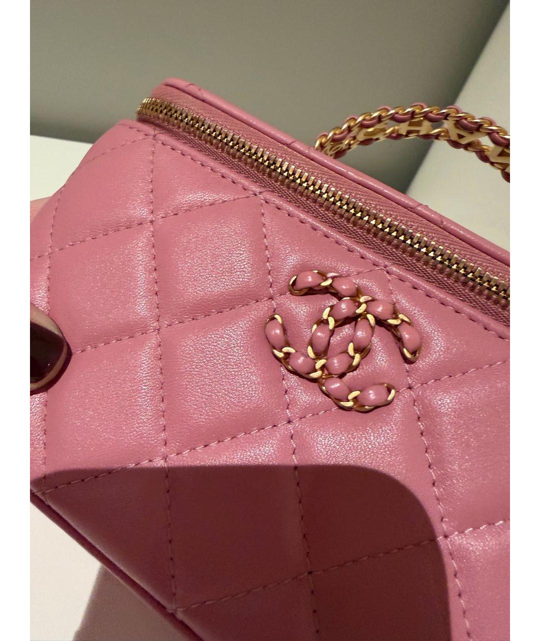 CHANEL Розовая кожаная сумка с короткими ручками, фото 8
