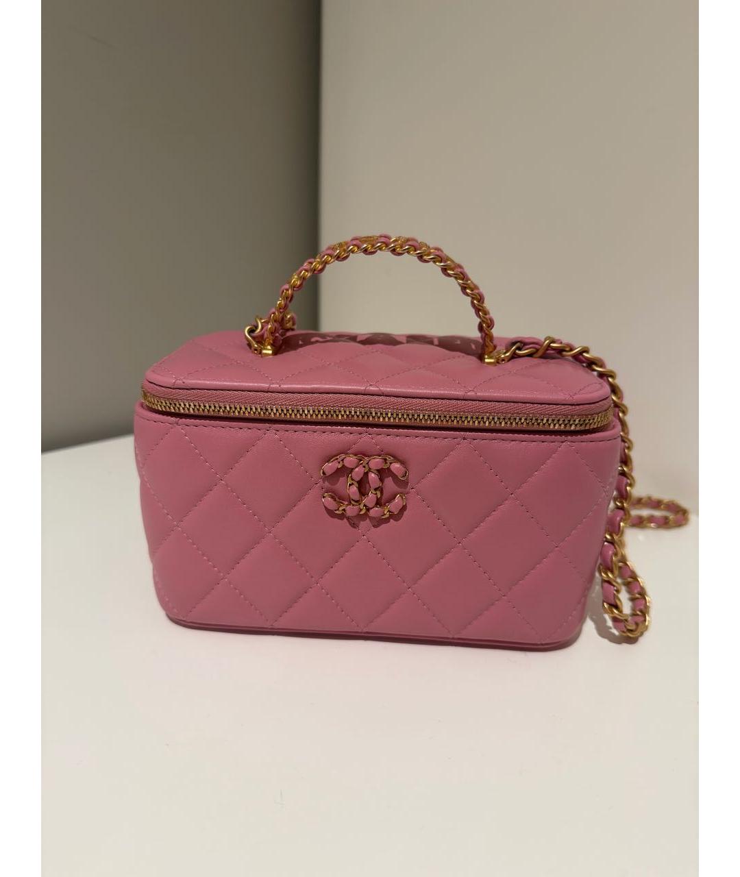 CHANEL Розовая кожаная сумка с короткими ручками, фото 9
