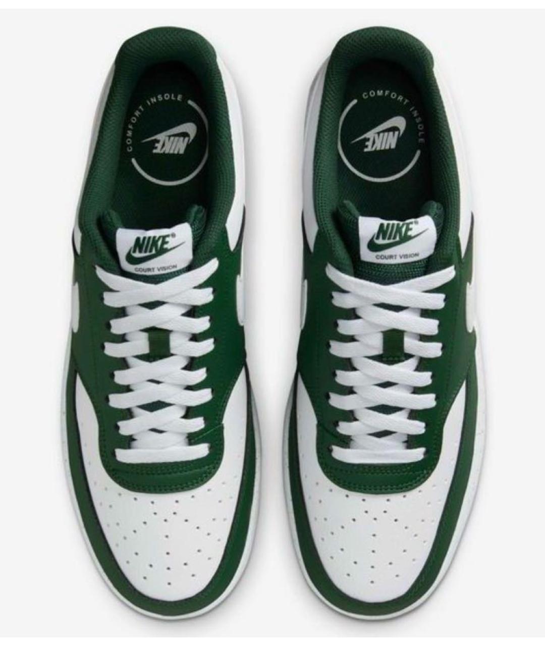 NIKE Зеленые кожаные низкие кроссовки / кеды, фото 2