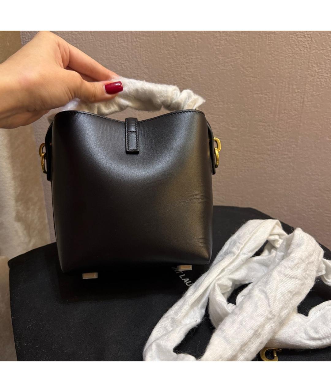 SAINT LAURENT Черная кожаная сумка через плечо, фото 4