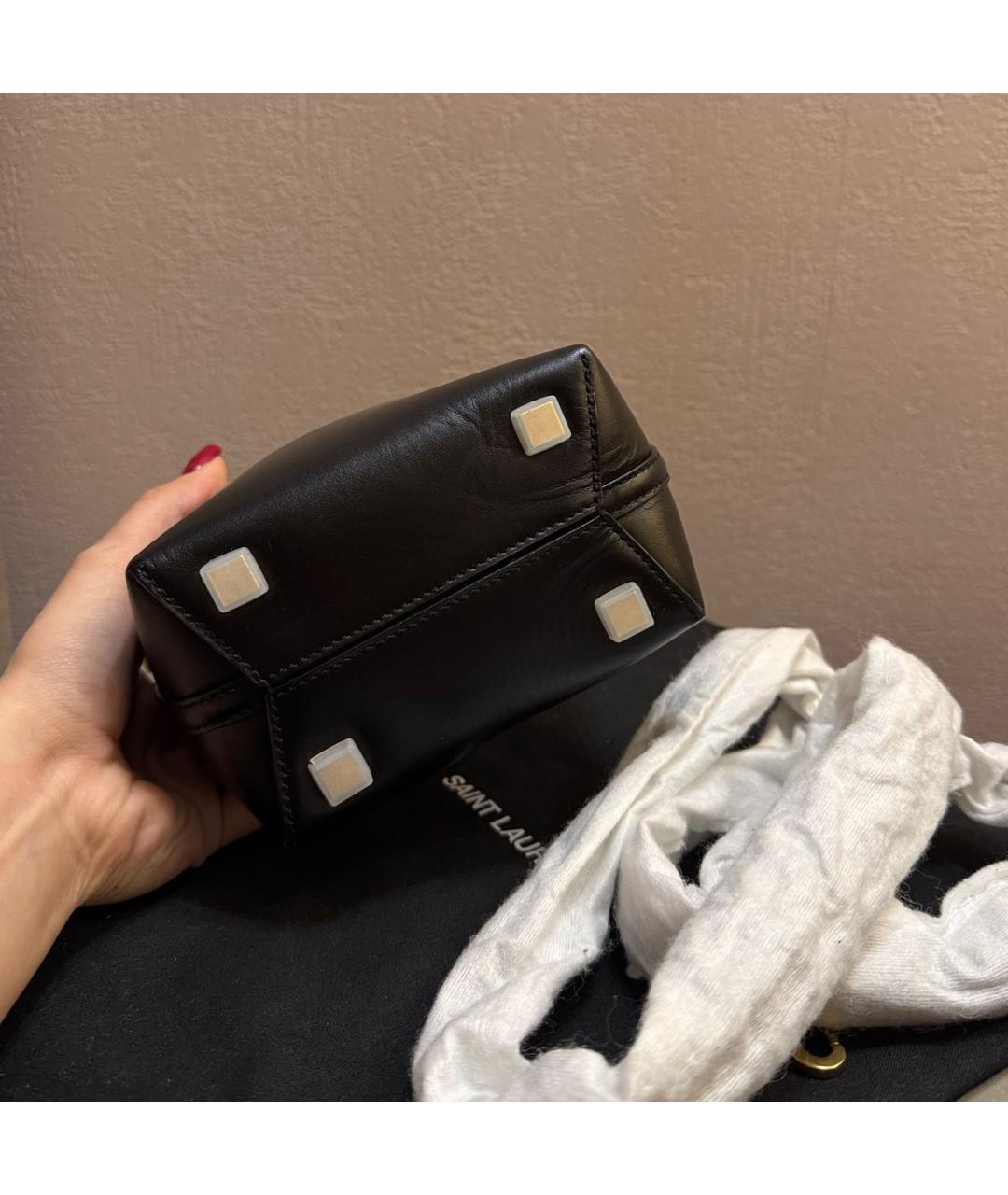 SAINT LAURENT Черная кожаная сумка через плечо, фото 6