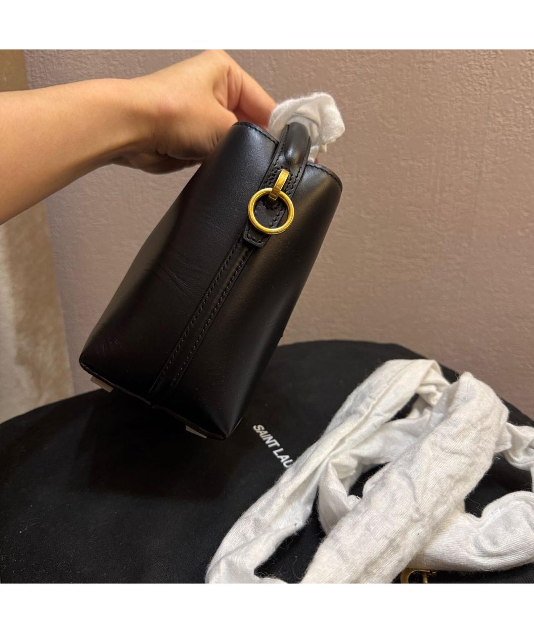 SAINT LAURENT Черная кожаная сумка через плечо, фото 5
