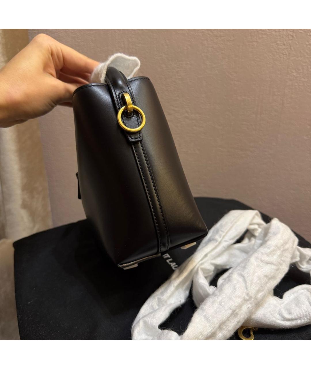 SAINT LAURENT Черная кожаная сумка через плечо, фото 3