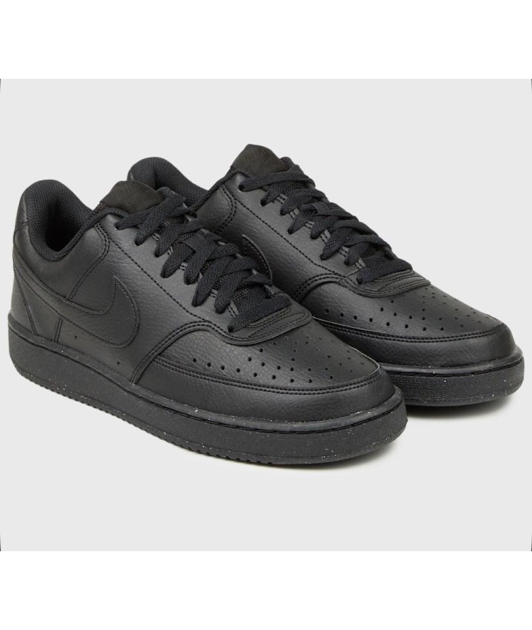 NIKE Черные кожаные низкие кроссовки / кеды, фото 2