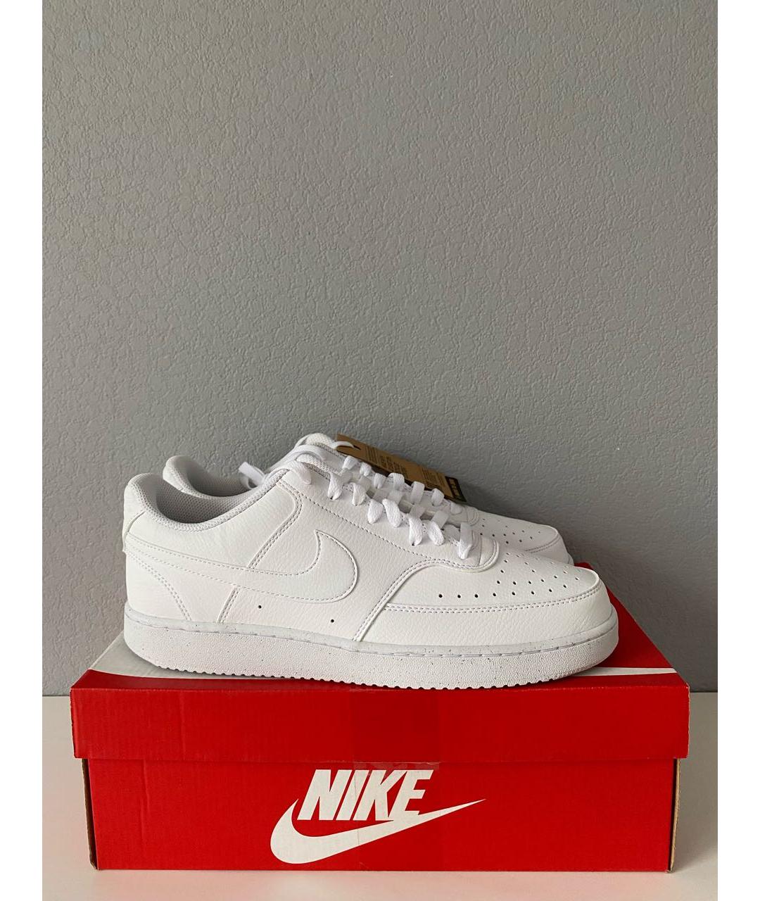 NIKE Белые кожаные низкие кроссовки / кеды, фото 4