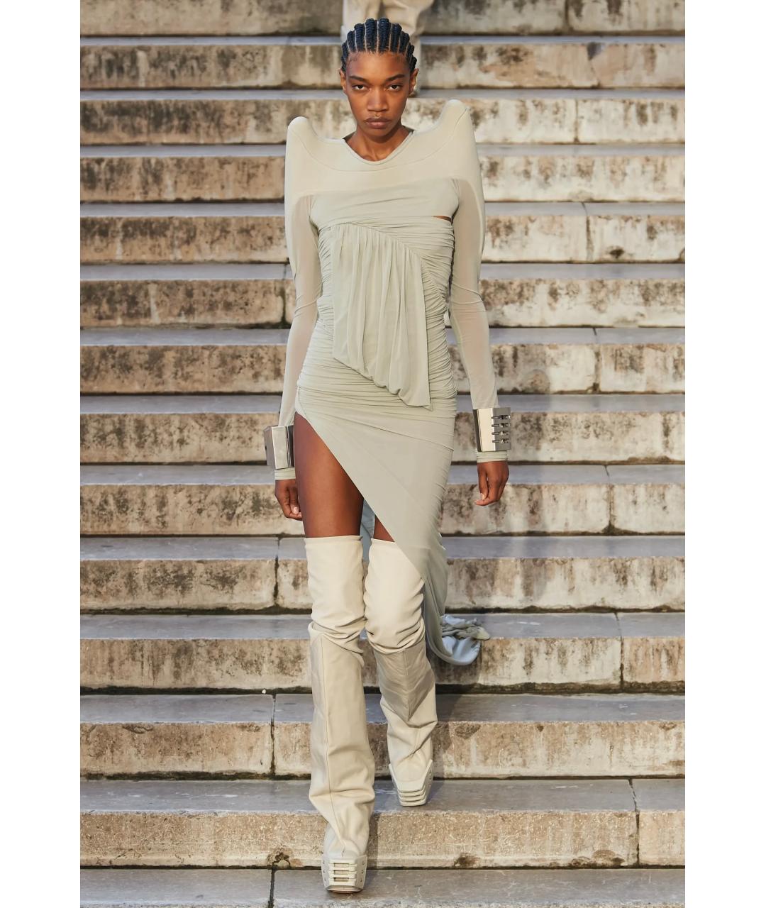 RICK OWENS Коричневые кожаные ботфорты, фото 5