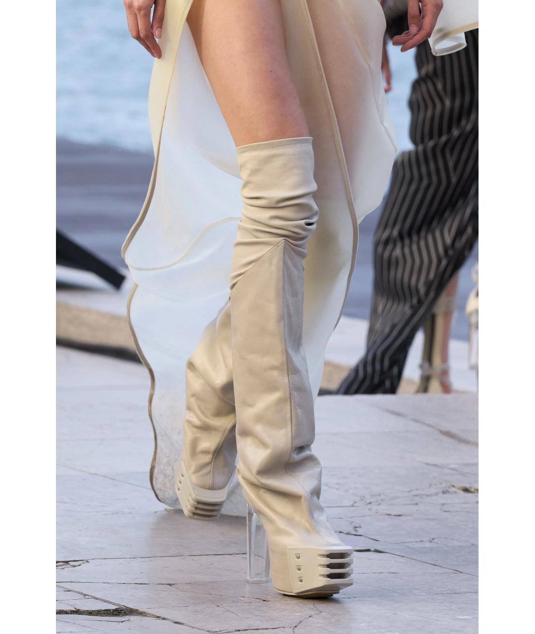 RICK OWENS Коричневые кожаные ботфорты, фото 7