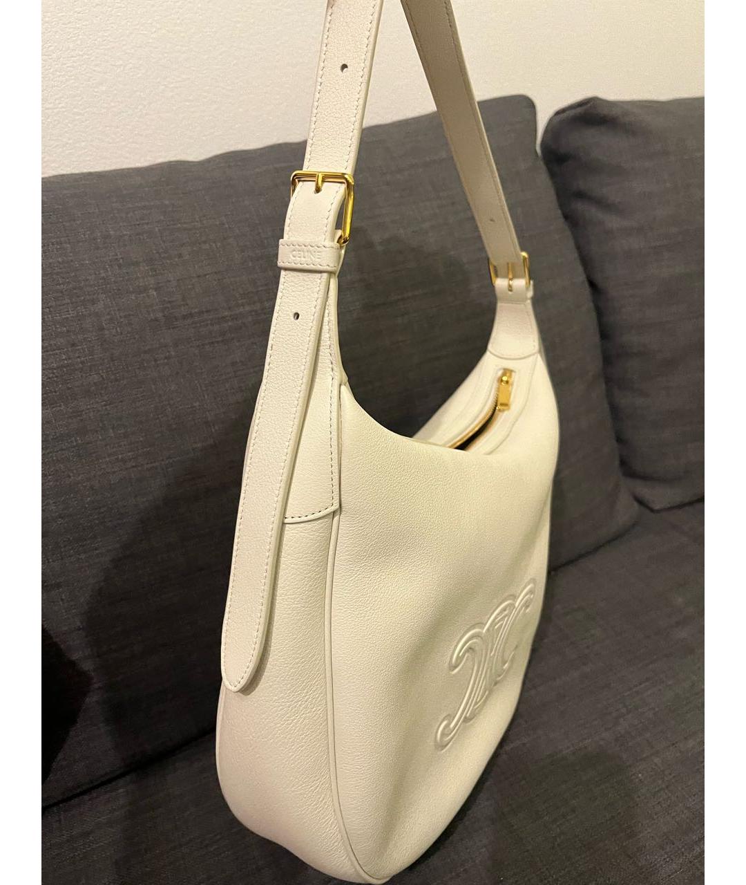 CELINE Белая кожаная сумка с короткими ручками, фото 2