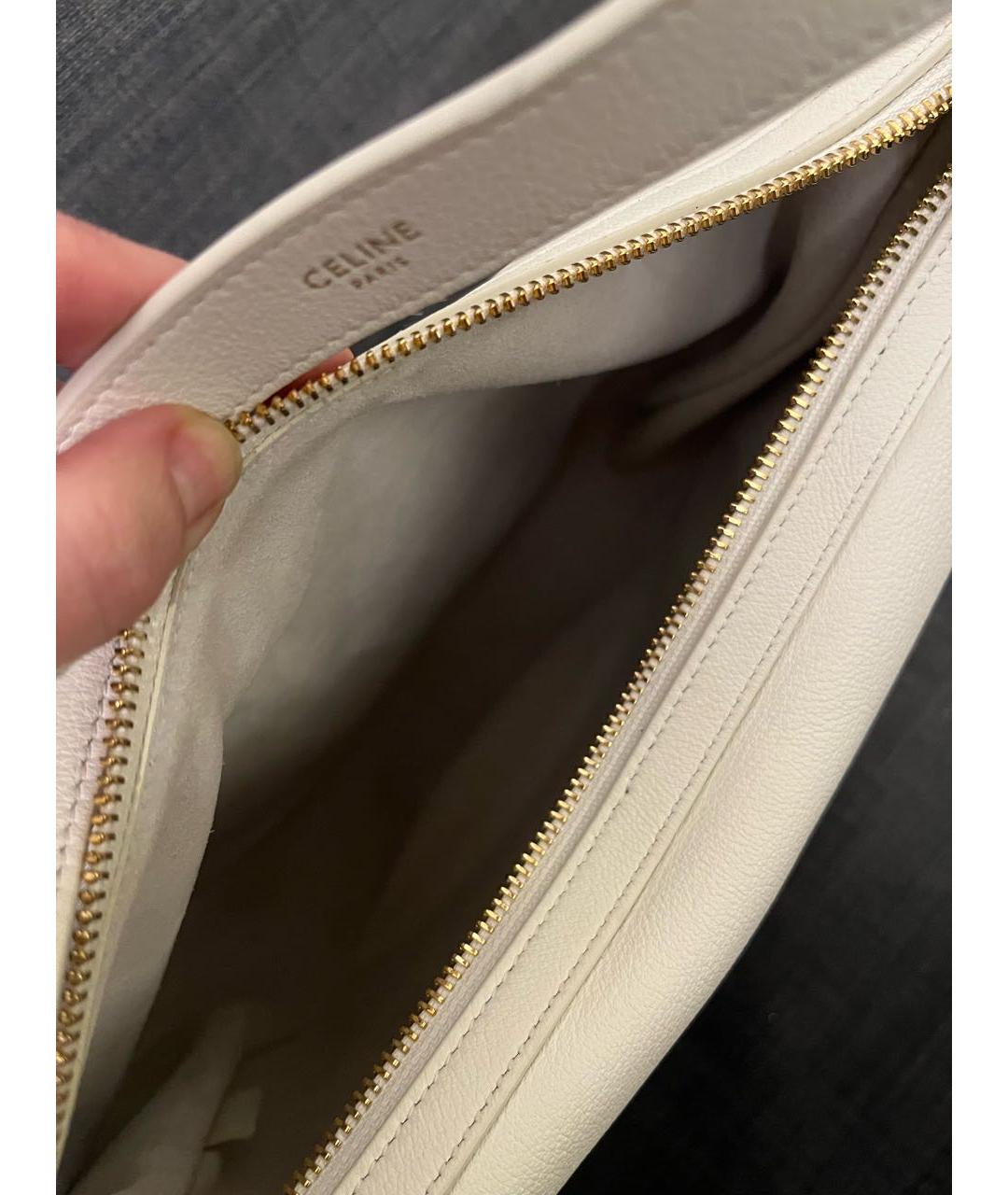 CELINE Белая кожаная сумка с короткими ручками, фото 4