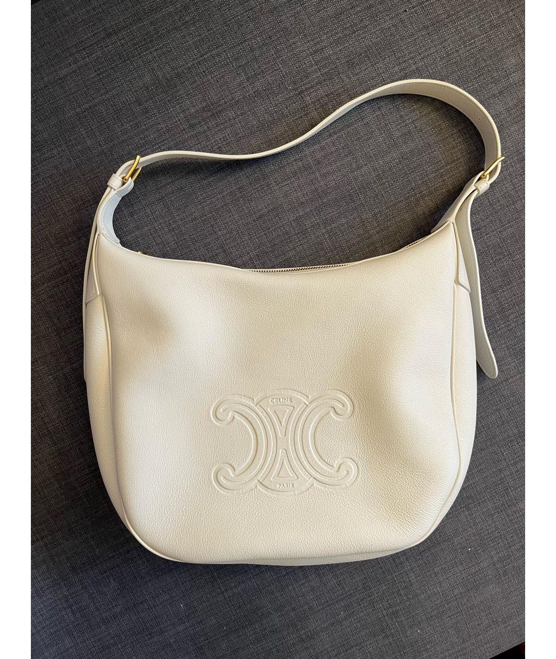 CELINE Белая кожаная сумка с короткими ручками, фото 5