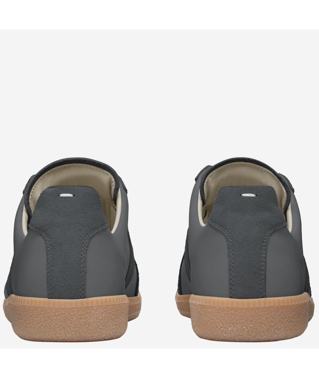 MAISON MARGIELA Синие кожаные низкие кроссовки / кеды, фото 3