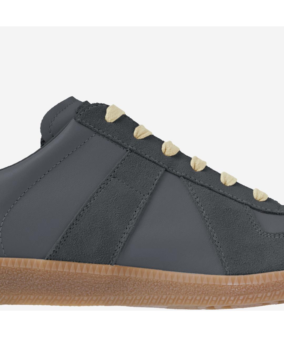 MAISON MARGIELA Синие кожаные низкие кроссовки / кеды, фото 4