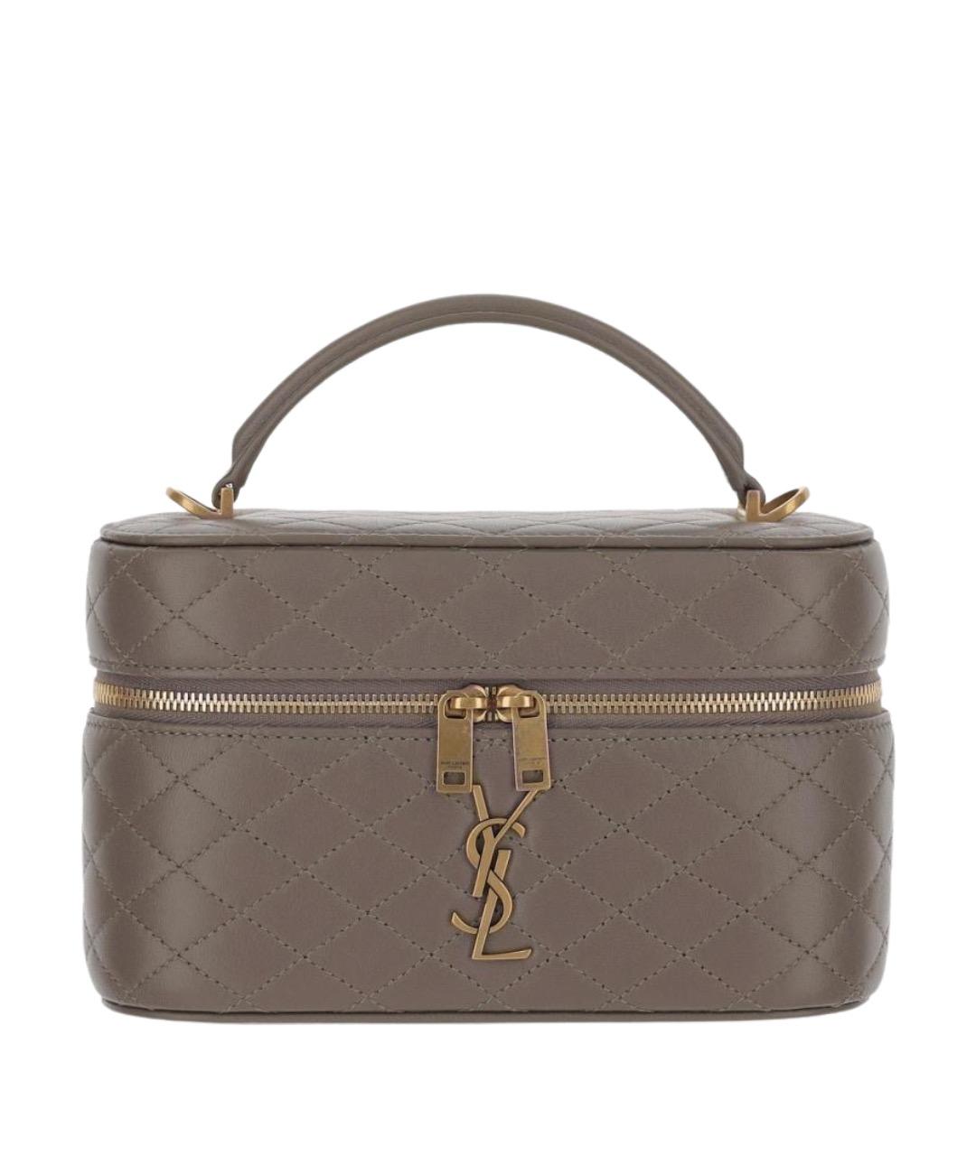 SAINT LAURENT Серая кожаная сумка с короткими ручками, фото 1