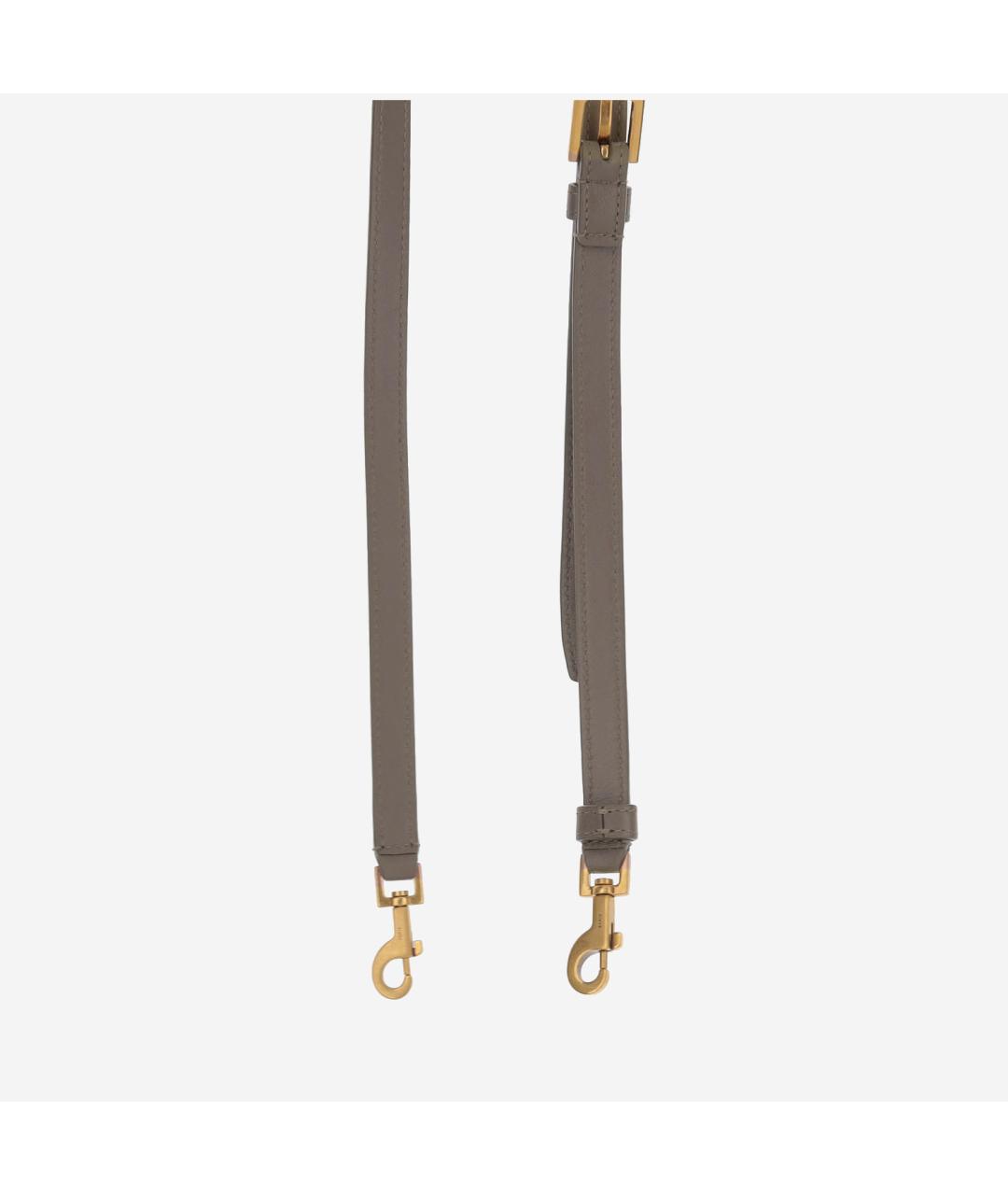 SAINT LAURENT Серая кожаная сумка с короткими ручками, фото 4