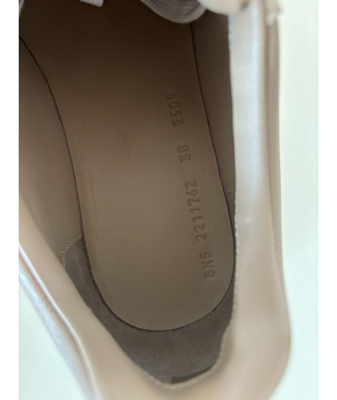 HERMES Бежевые кожаные кроссовки, фото 6